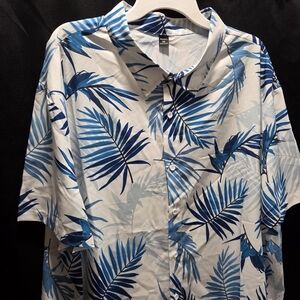 Manfinity Tropical Palm Print Button Down Shirt Coastal Vacation Summer 5XL